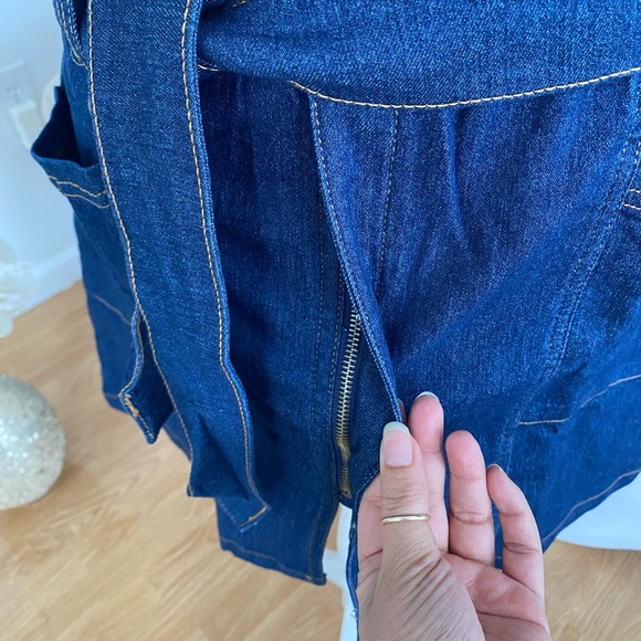 ZARA JUNIOR’S TIE FRONT DRESS WITH HIDDEN POCKET COLOR INDIGO WASH SIZE M - Picture 7 of 11